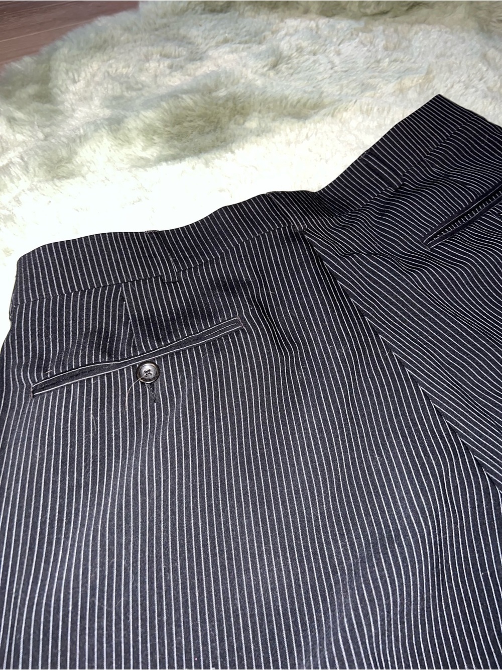 Oscar de la Renta Black Pinstripe Men's Dress Pants - Picture 5 of 6